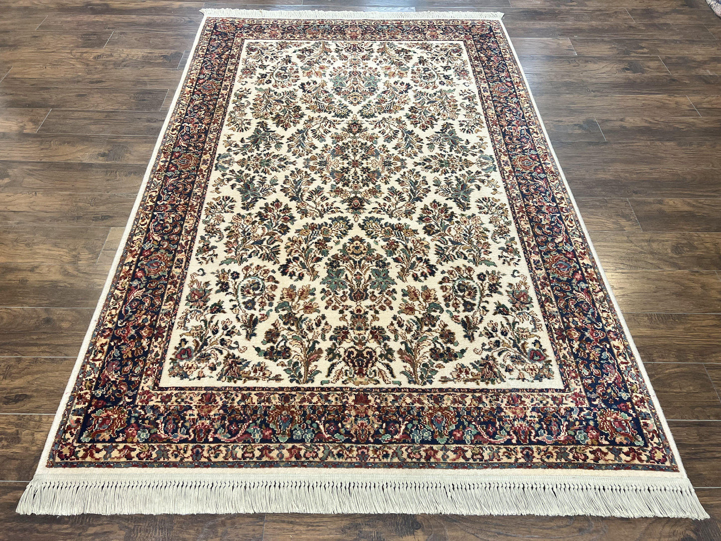 Karastan Rug Ivory Sarouk 5.9 x 9 Wool Vintage Original 700 Series
