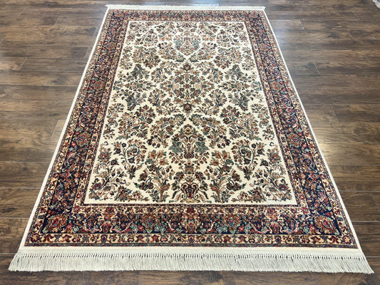 Karastan Rug Ivory Sarouk 5.9 x 9 Wool Vintage Original 700 Series
