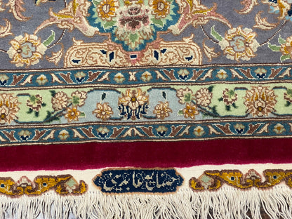 Persian Tabriz Rug 5x7 Handmade With Kork Wool Silk Foundation Ultra Fine 70 Raj KPSI Floral Medallion