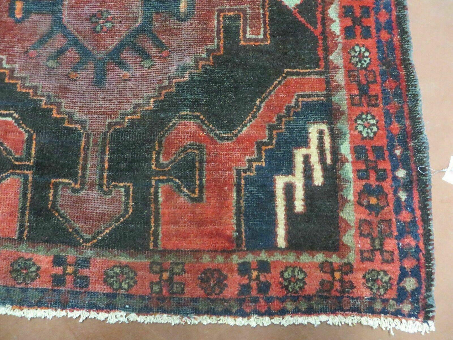 Antique Wool Rug Hand Made From India Geometric Oriental Tribal Red 603 4 By 8 Feet