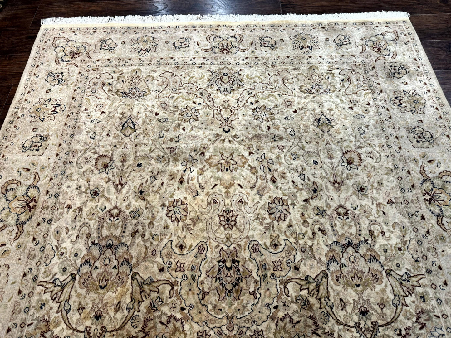 Persian Rug Handmade Wool 6x9 Floral Beige