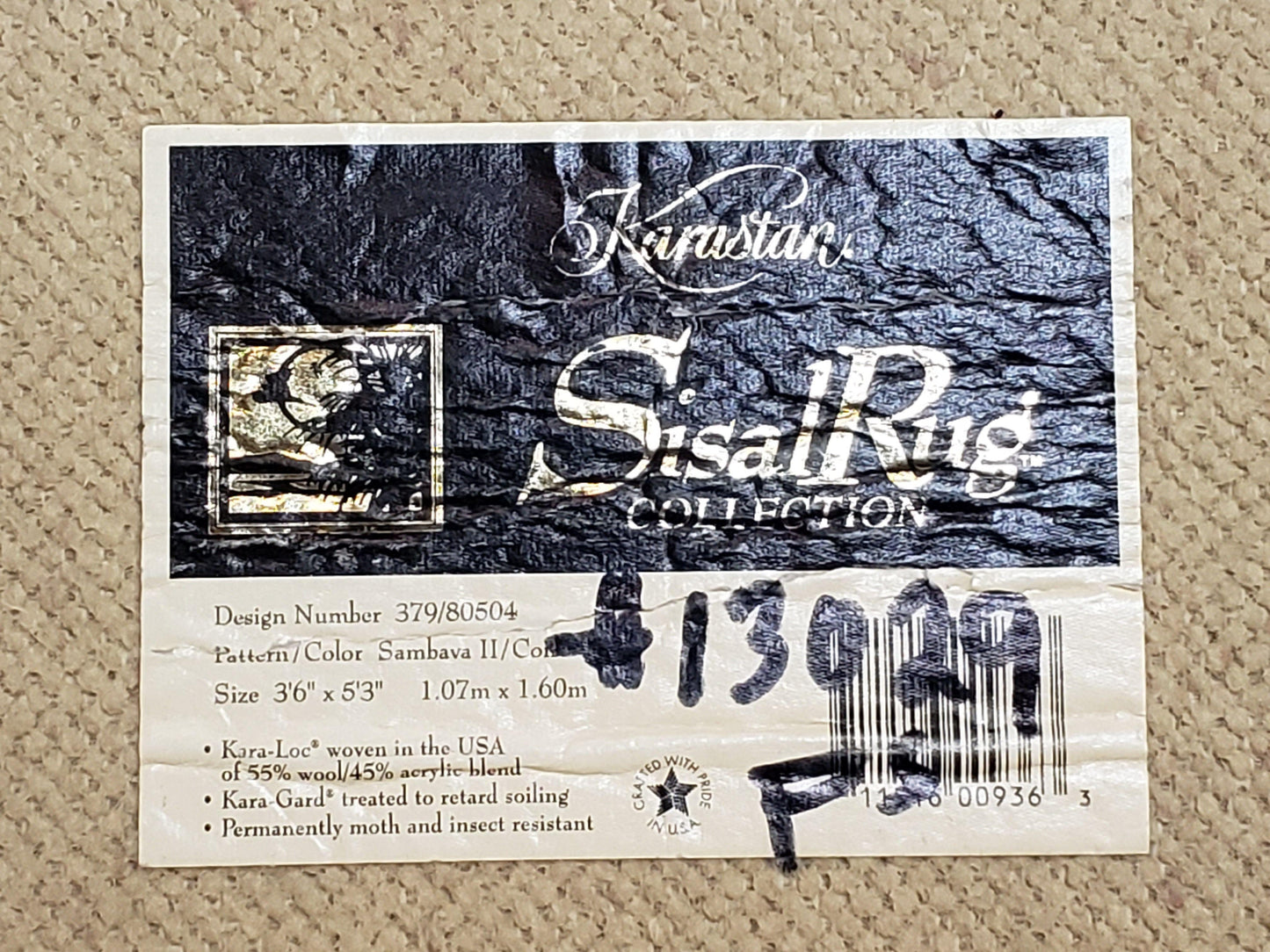 Authentic Karastan Sisal Rug Beige Sambava II 3x5 Entryway Rug