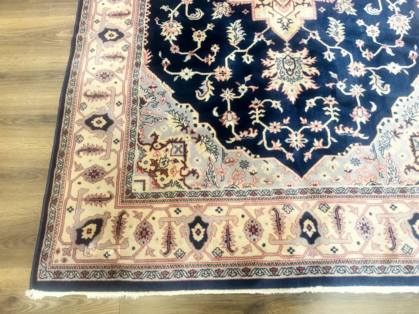 Karastan Navy Serapi Kara Shah Wool Rug Vintage Area Rug