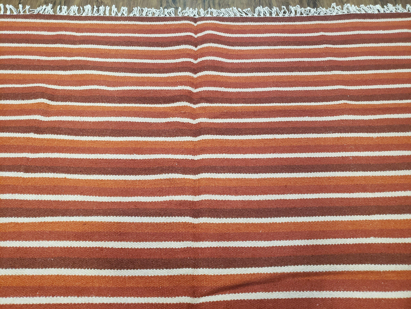 Handmade Wool Kilim Throw Blanket Twin Size Striped Woolen Bedding Decor