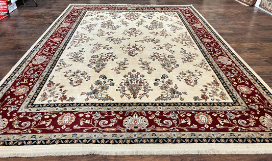 Karastan Wool Rug Ivory Floral Sarouk 8.6x11.6 Traditional Area Rug