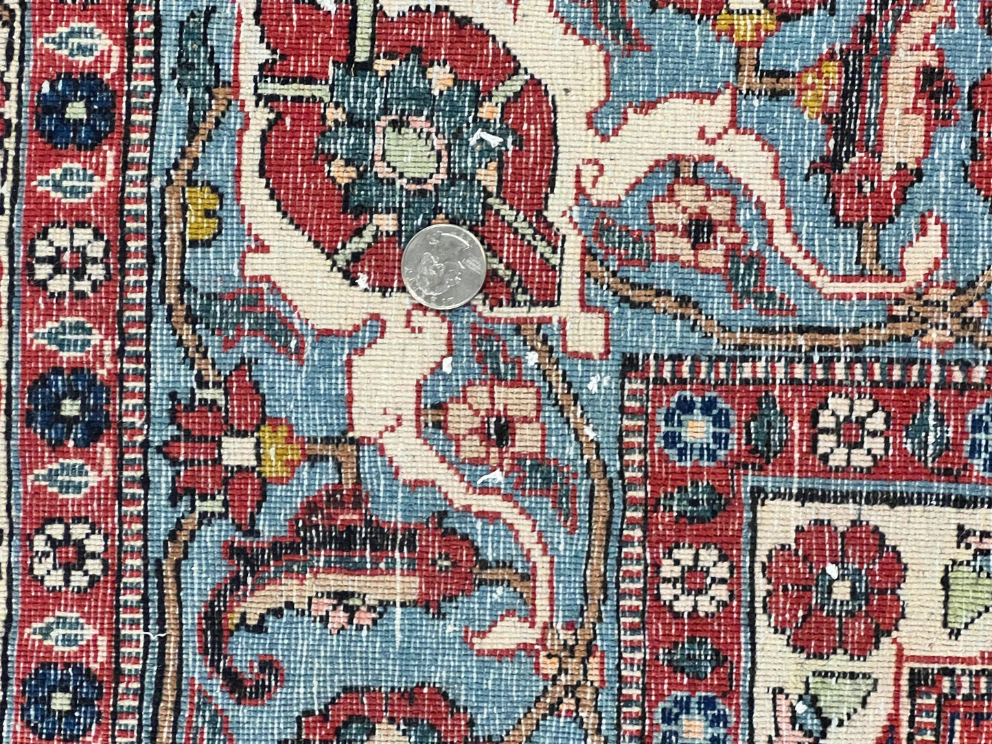 Persian Veramin Rug 7x11 Handmade Vintage Navy Blue Wool Area Rug