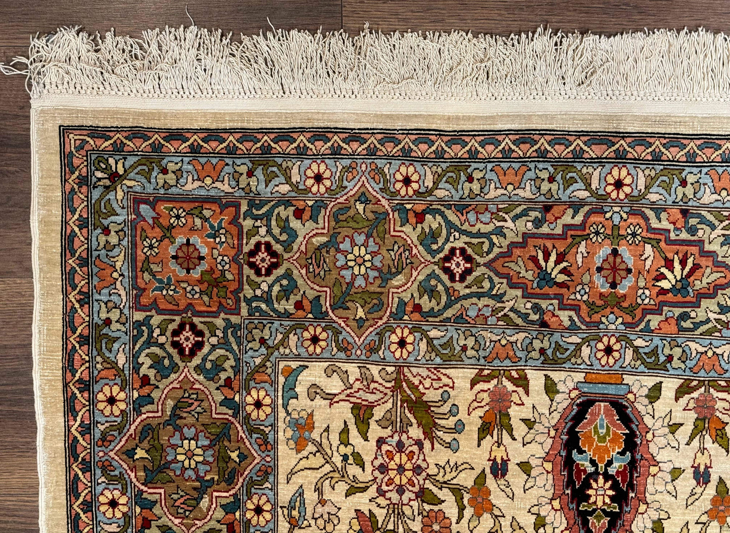 Rare Turkish Hereke Silk Rug 3x5, Tree of Life Persian Vase Design, Very Fine 440 KPSI, Signed