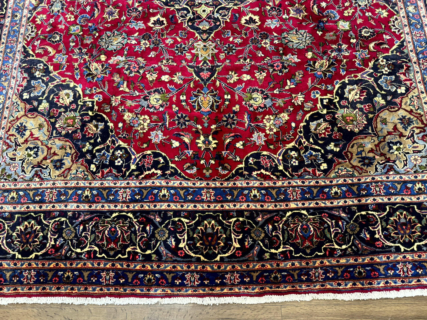 Traditional Persian Mashad Rug 8x11 Wool Antique Floral Medallion Carpet