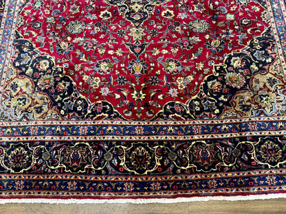 Traditional Persian Mashad Rug 8x11 Wool Antique Floral Medallion Carpet