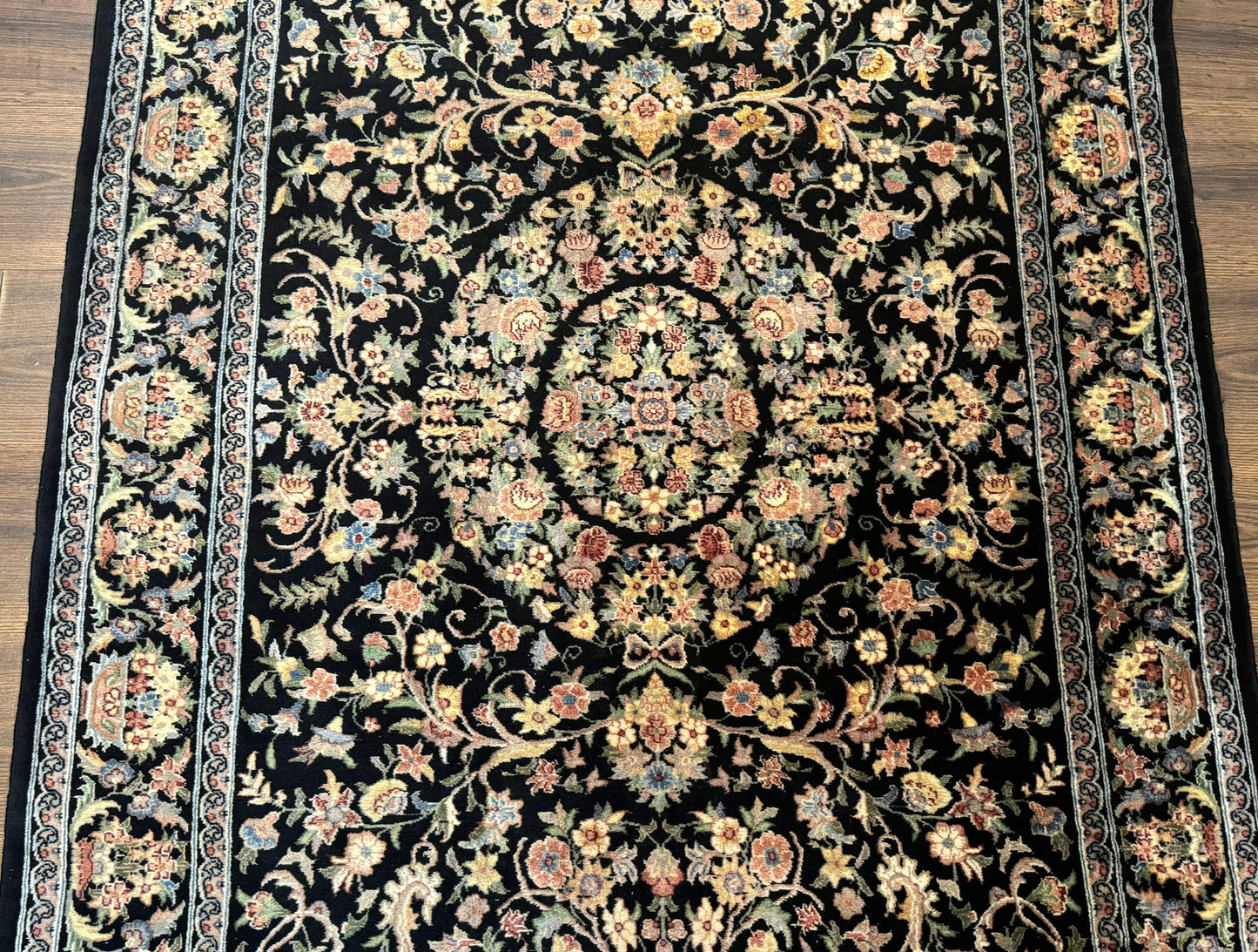 Sino Persian Rug 4x6, Very Fine 260 KPSI, Floral Medallion, Hand Knotted Wool Carpet