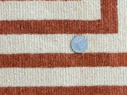 Modern Tibetan Rug 11 x 14.6, Wool and Silk, Simple Design, Handmade Large Area Rug, Cream