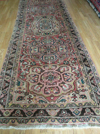 3' 9" X 10' 6" Semi Antique Handmade Turkish Wool Runner Rug