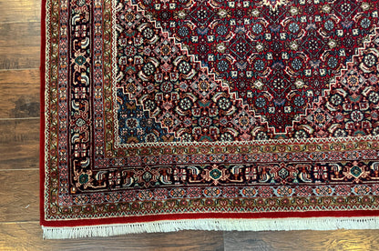 Indo Persian Bidjar Rug 6x9, Vintage Wool Handmade Carpet