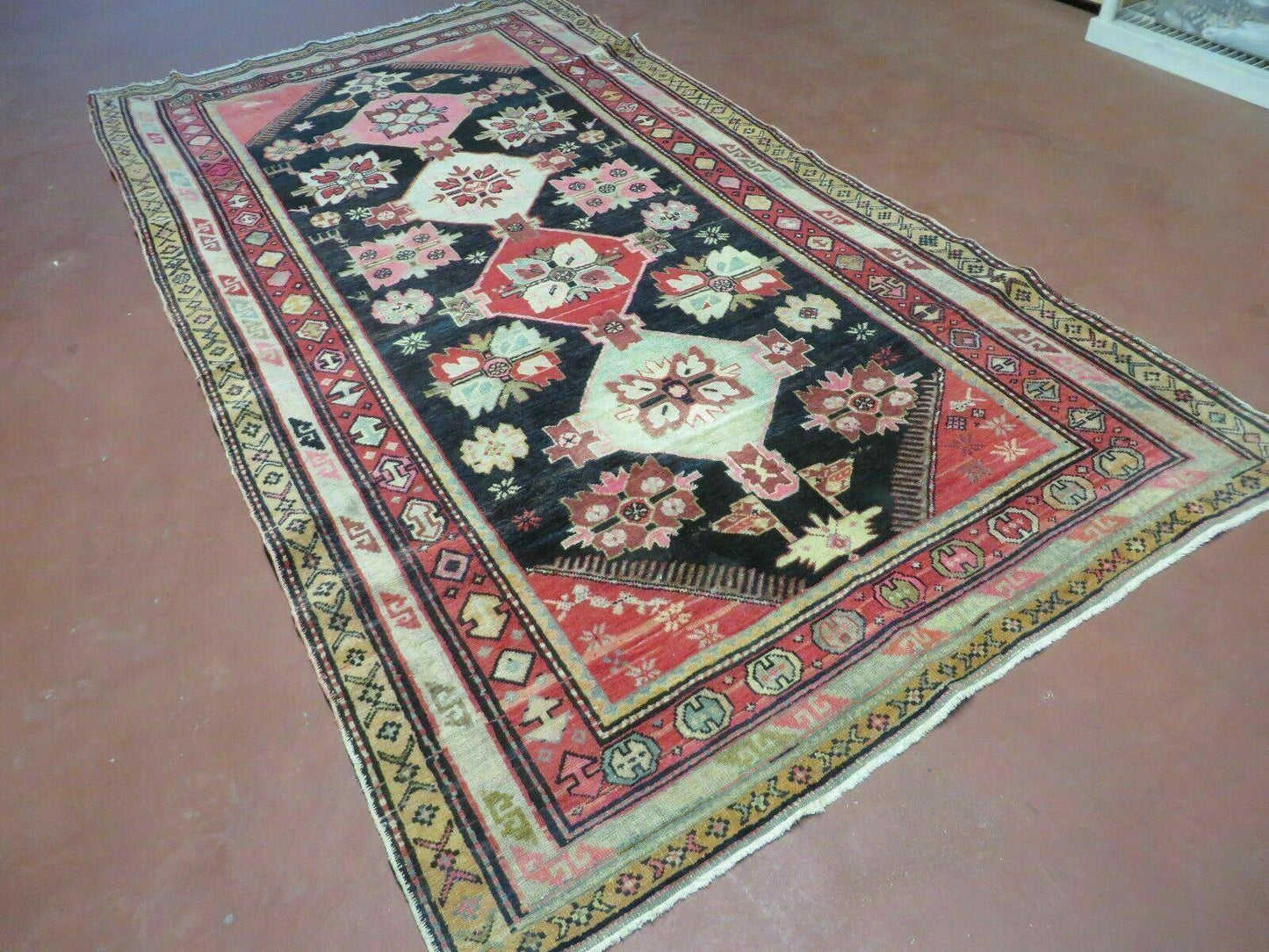 Antique Karabagh Caucasian Rug Handmade Wool 56x105 With Organic Dyes