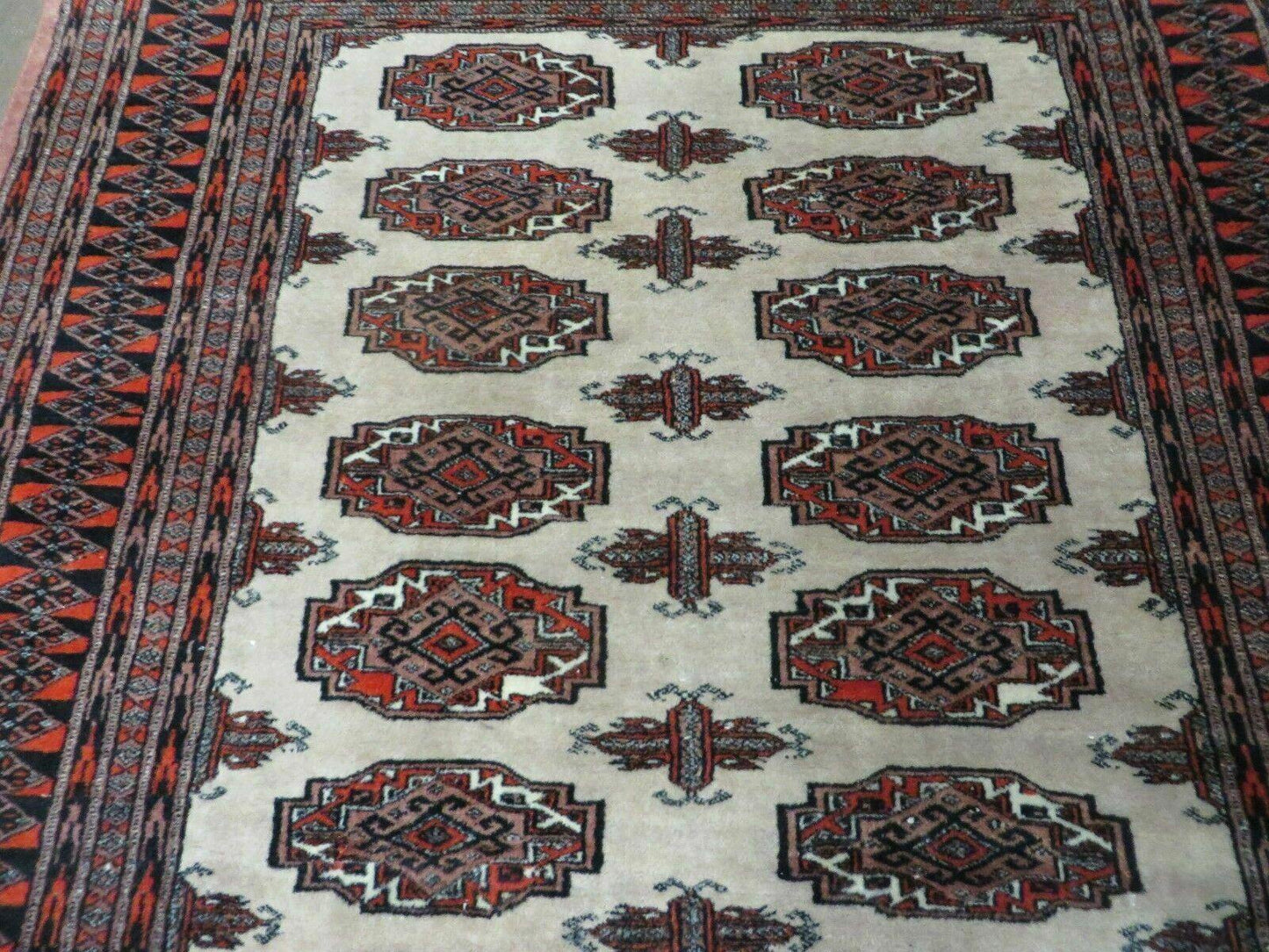 Bokhara Turkoman Rug Vintage Handmade Wool 4x6 Pakistan Carpet