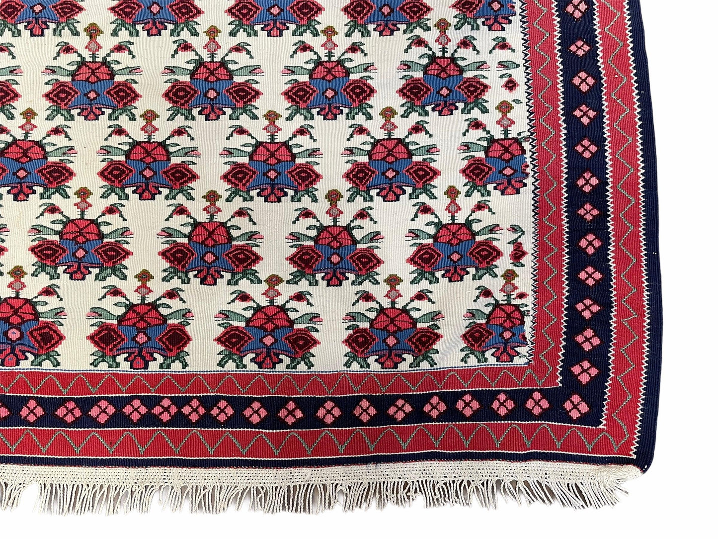 Vintage Kurdish Kilim Rug 3x5 Handwoven Heirloom Flatweave Collectible Beige