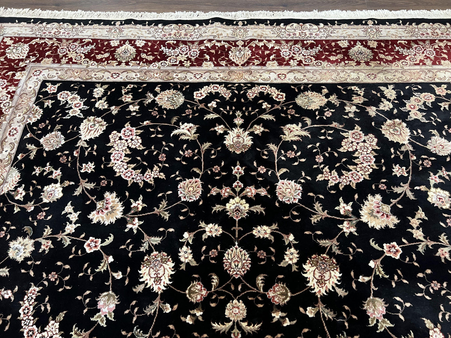 Sino Persian Rug 9x12 Hand Knotted Wool Silk Oriental Carpet Vintage Floral Pattern