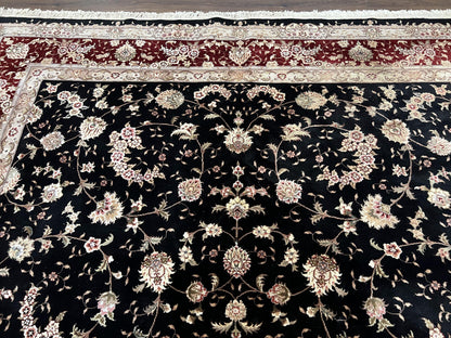 Sino Persian Rug 9x12 Hand Knotted Wool Silk Oriental Carpet Vintage Floral Pattern