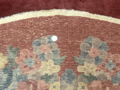 Peking Rug Oval 5x8 Pink Floral Vintage Handwoven Wool Carpet