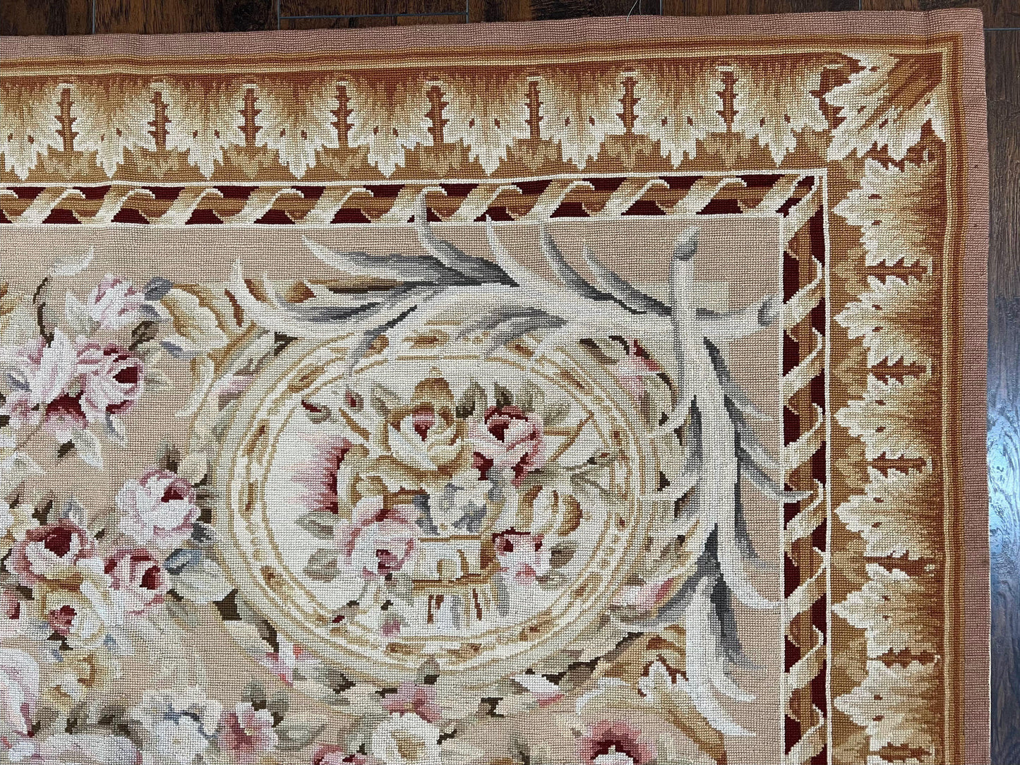Aubusson Rug 9x12 Savonnerie Wool Floral Handmade European Area Rug