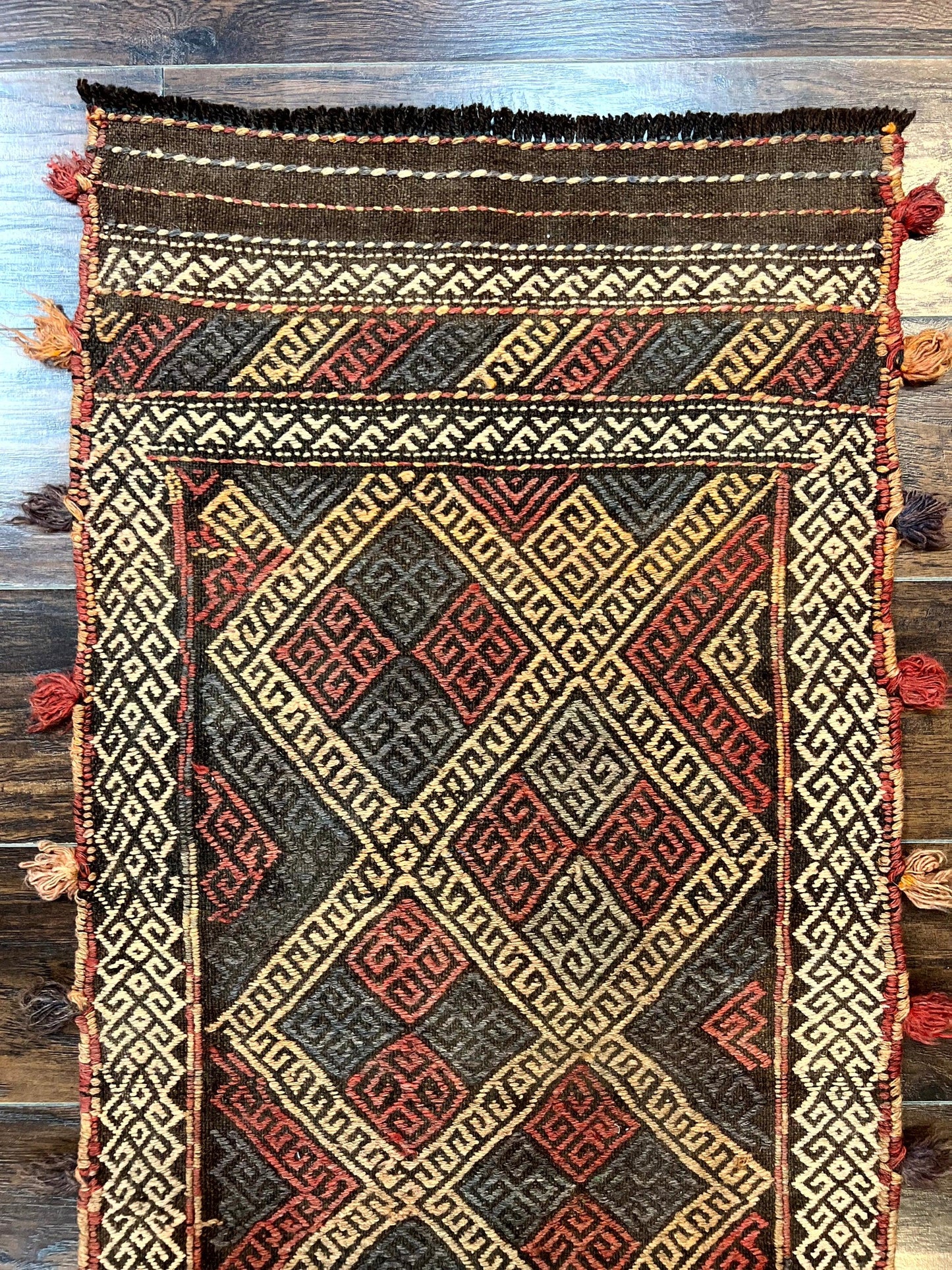 Tribal Runner Rug 2x8, Pakistani Turkoman Runner, Wool Handmade Vintage Rug