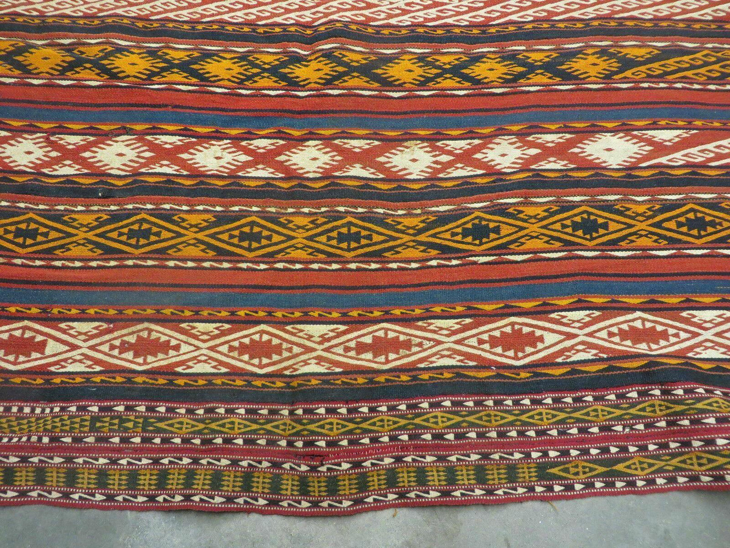 Antique Turkish Jajim Kilim Rug Flat Weave Wool Vegetable Dye 6x10 Handmade