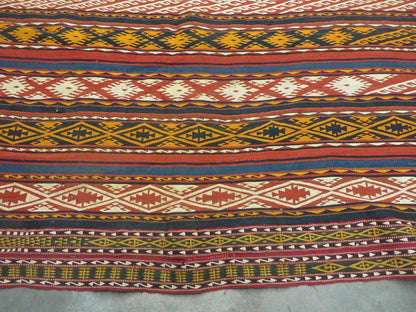 Antique Turkish Jajim Kilim Rug Flat Weave Wool Vegetable Dye 6x10 Handmade