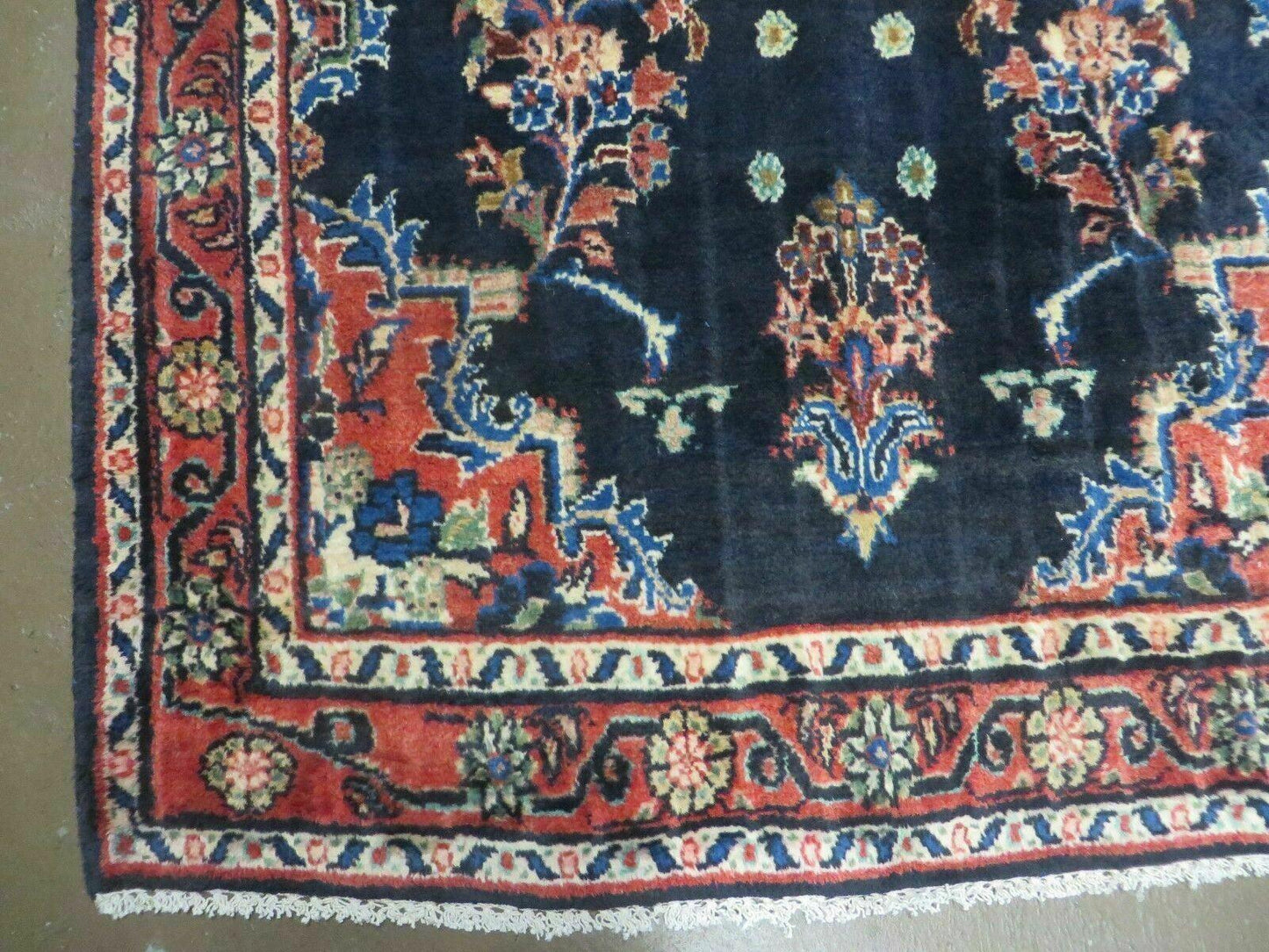 Persian Runner Rug 4x11 Navy Blue Antique Lilihan Hand Knotted Wool