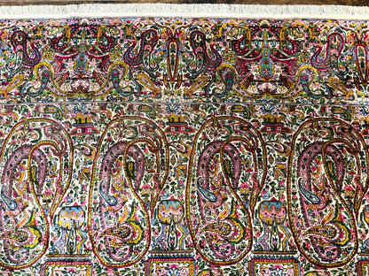 Persian Kerman Rug Lavar Antique 9x12 Rare Boteh Paisley Design Handwoven