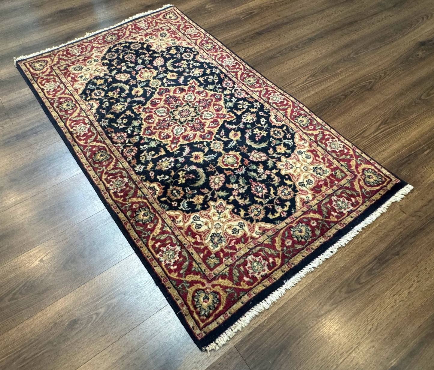 Pak Persian Sarouk Rug 3x5, Navy Blue and Red