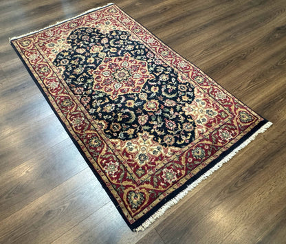 Pak Persian Sarouk Rug 3x5, Navy Blue and Red