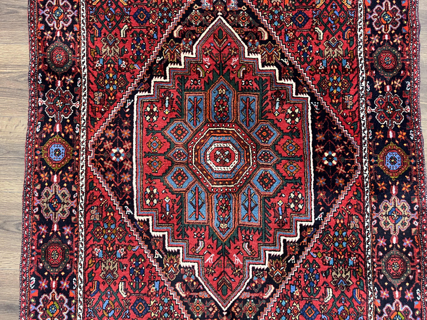Persian Bidjar Rug 3x5 Ft Hand Knotted Wool Geometric Medallion Tribal Rug