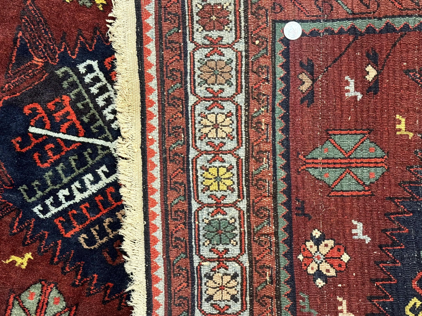 Antique Persian Tribal Rug 5 x 7.8, Triple Medallions, Red, Persian Afshar Rug