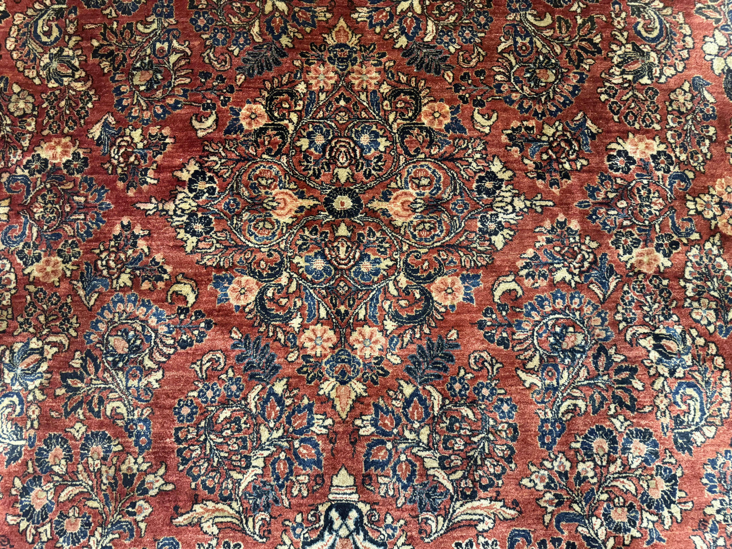Persian Sarouk Rug 10x17 Large Handmade Wool Red Floral Allover Antique