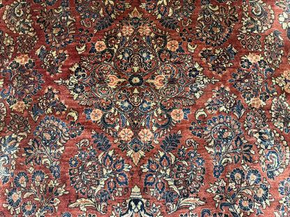 Persian Sarouk Rug 10x17 Large Handmade Wool Red Floral Allover Antique