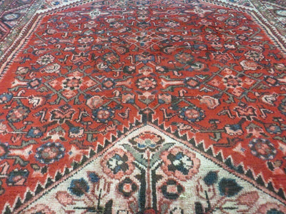 Antique Handmade Wool Rug India Floral Oriental Vegetable Dye 5 Ft 6 In By 10 Ft 4 In