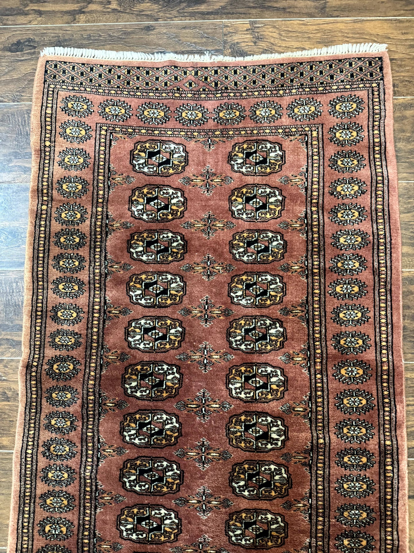Pakistani Turkoman Bokhara Runner Rug 2.8 x 12, Oriental Runner for Hallway