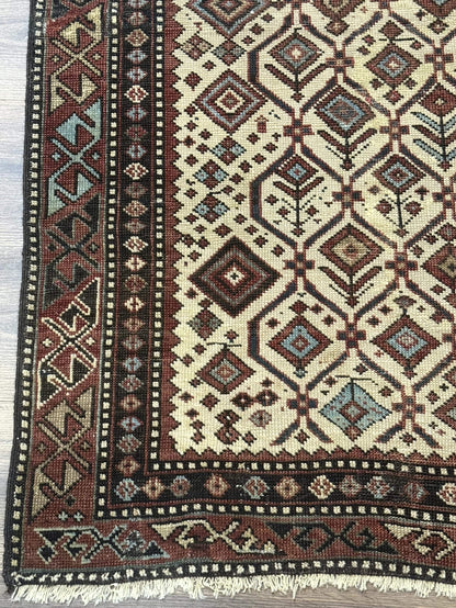 Antique Caucasian Shirvan Rug 3x5 Dagestan Prayer Rug Collectible Early 20th Century