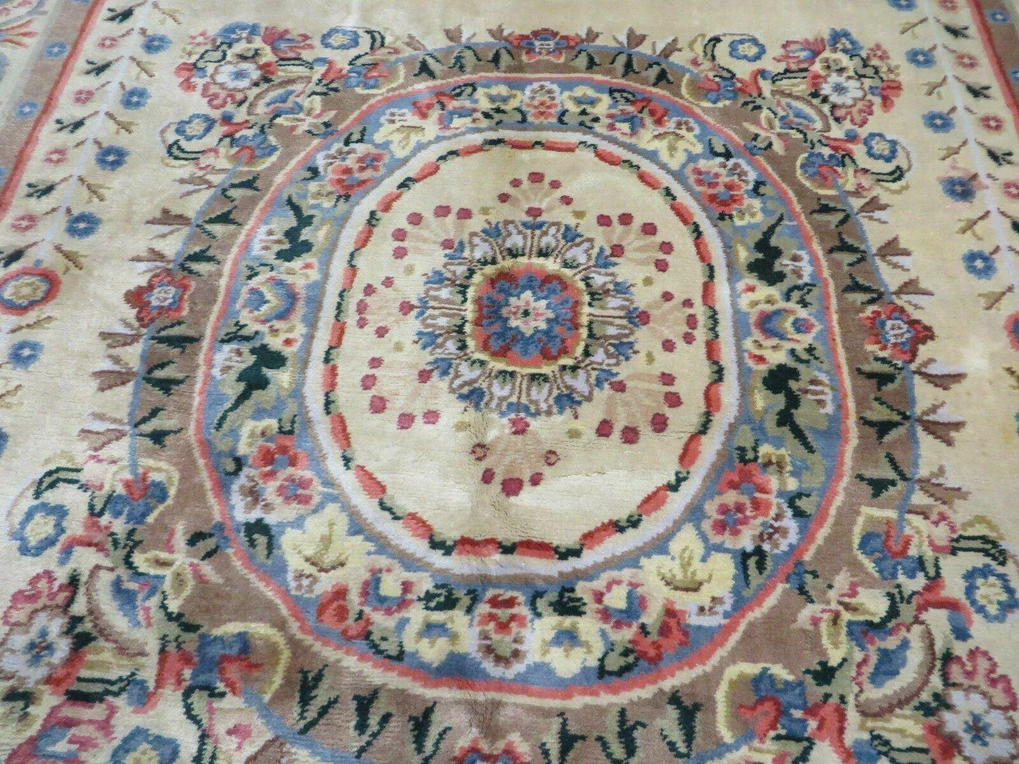 Aubusson Rug Vintage Handmade Wool 8x10