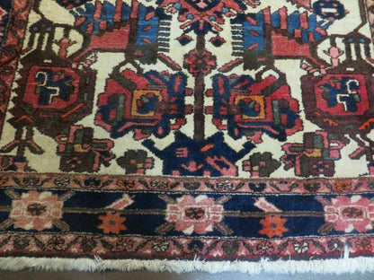 Antique Handmade Indian Floral Wool Rug 66x124 Vegetable Dye Tribal Oriental