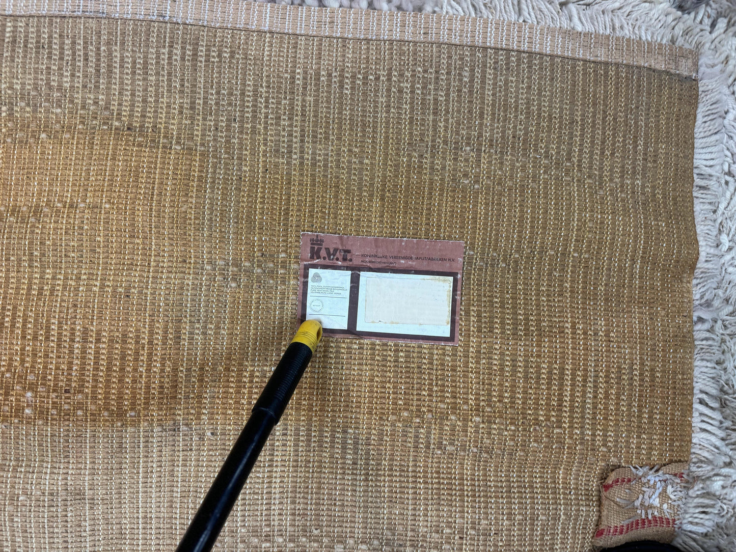 European Rya Shag Rug 6.6 x 9.7 Beige Fluffy Vintage Area Rug