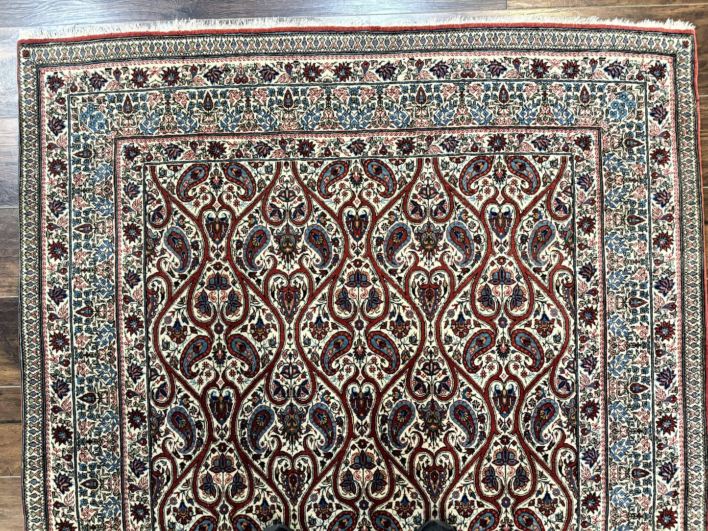 Persian Qum Rug 5x7 Handmade Wool Carpet With Repeated Paisley Boteh Design