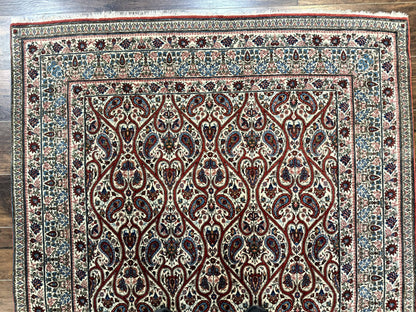 Persian Qum Rug 5x7 Handmade Wool Carpet With Repeated Paisley Boteh Design