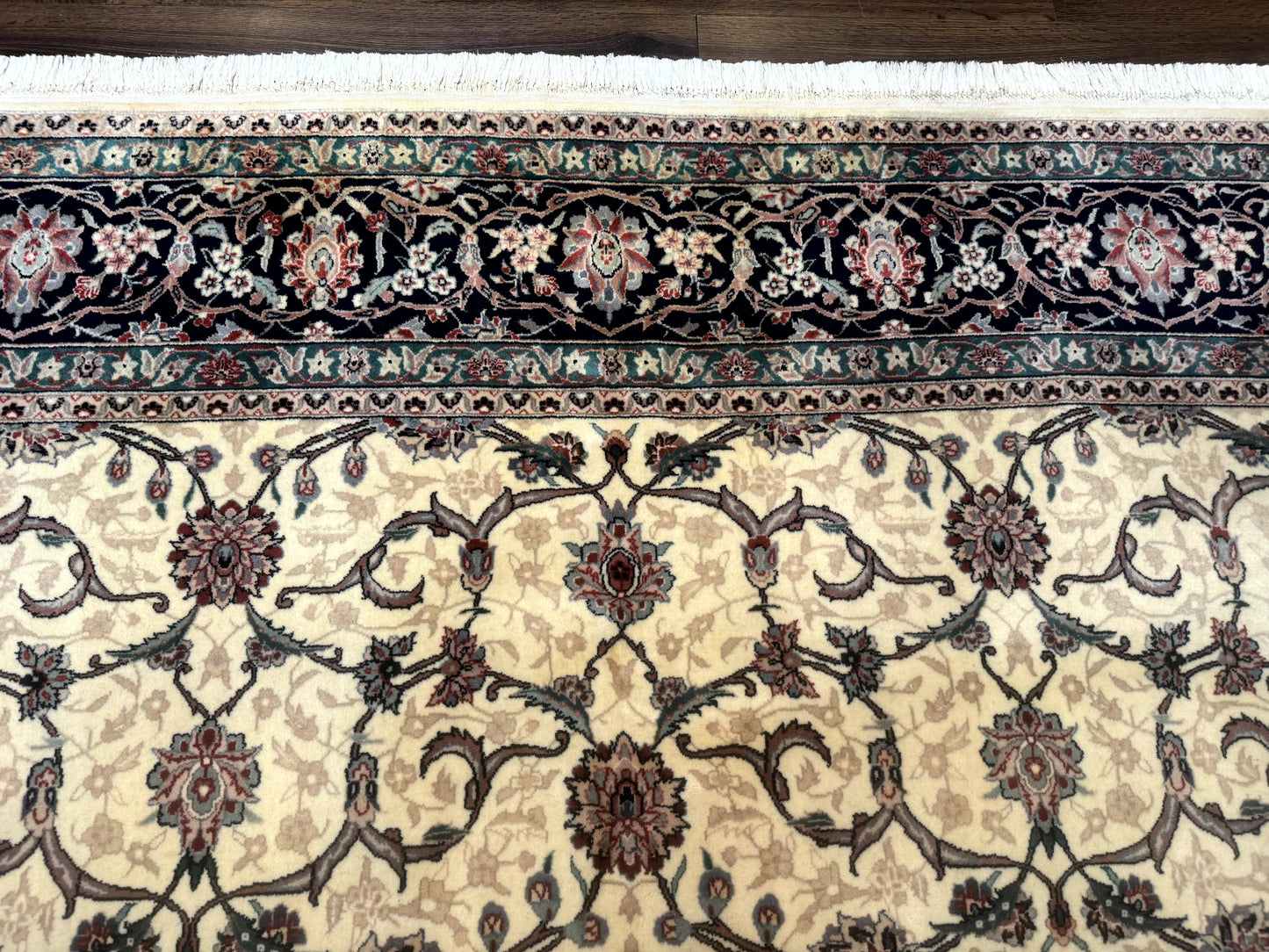 Sino Persian Rug 8x10, Allover Pattern, Beige and Midnight Blue, Wool Oriental Carpet