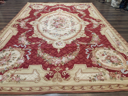 Aubusson Rug 8x11 Needlepoint Carpet Vintage French European Design