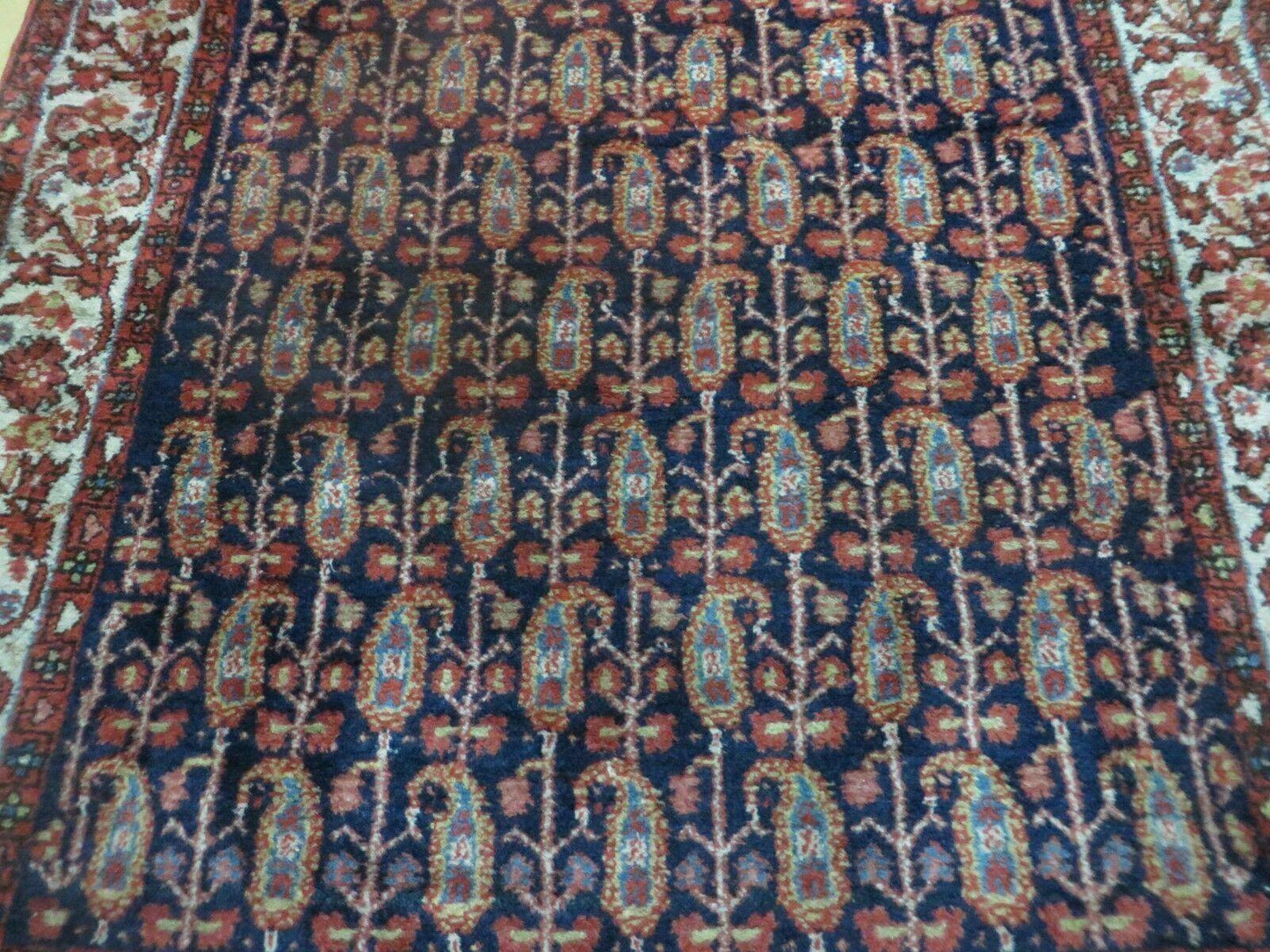 Antique Turkish Sivas Wool Rug Handwoven 4x6 Vegetable Dye Blue