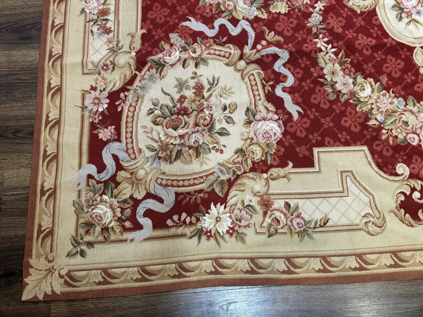 Aubusson Rug 8x11 Needlepoint Carpet Vintage French European Design