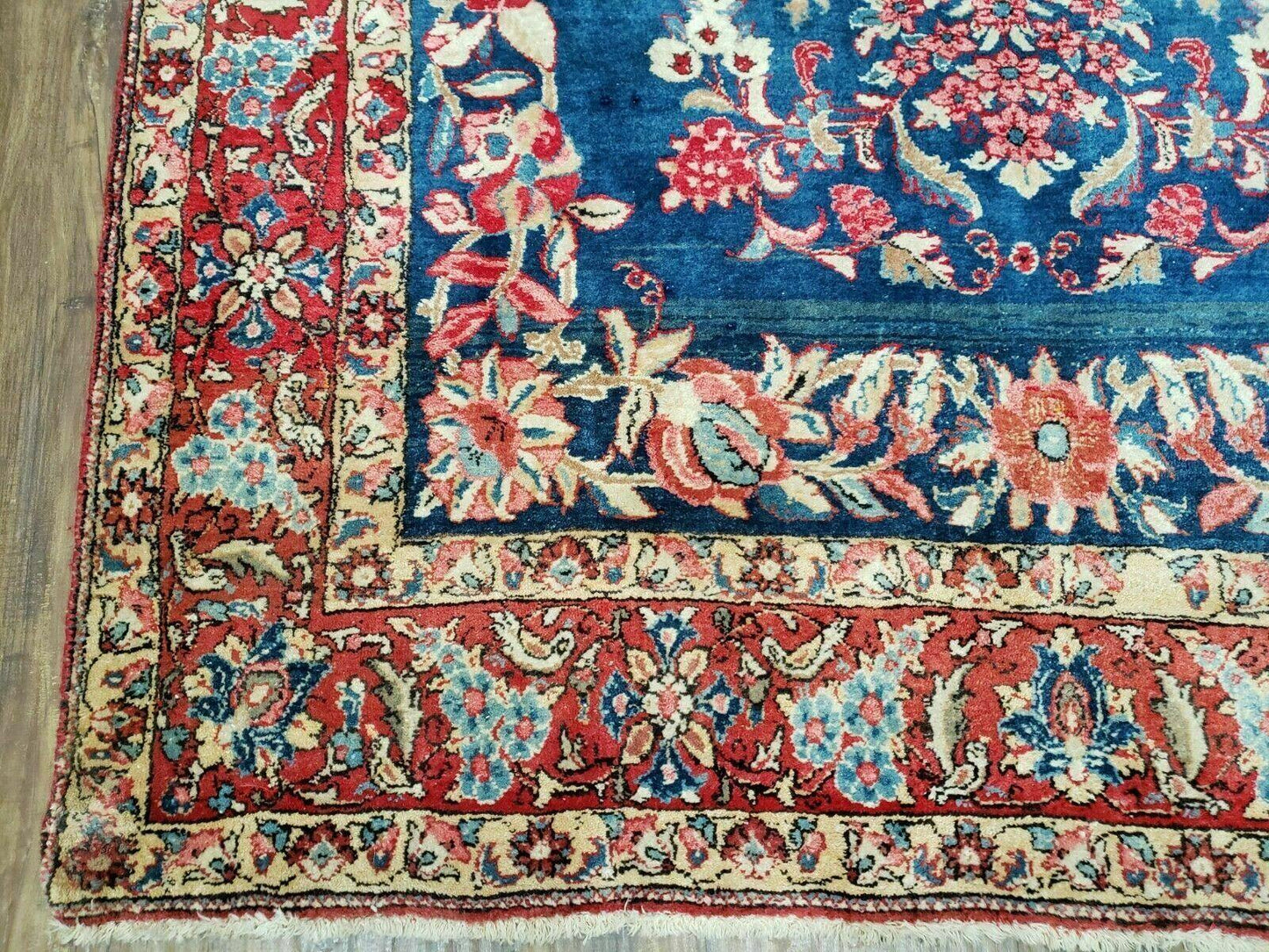 Vintage Turkish Wool Rug 4 By 7 Feet Floral Birds Tree Of Life Blue Red Handmade