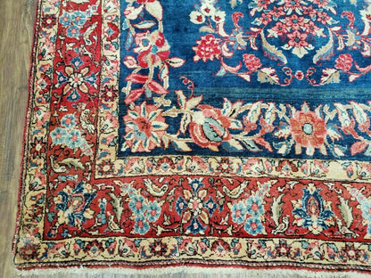 Vintage Turkish Wool Rug 4 By 7 Feet Floral Birds Tree Of Life Blue Red Handmade