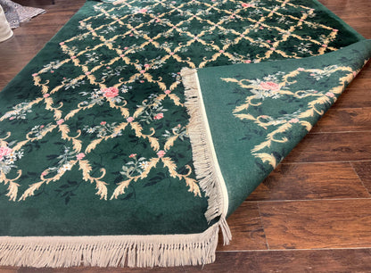 Karastan Garden of Eden Rug Green Savonnerie Wool 8.8 x 11.8